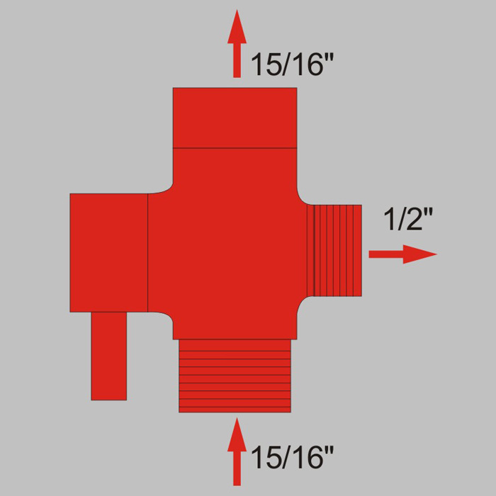 Amazon's best-selling toilet cold water distributor, toilet spray gun, three-way connector, US standard 7/8, US standard teeth 15/16 Specification drawing