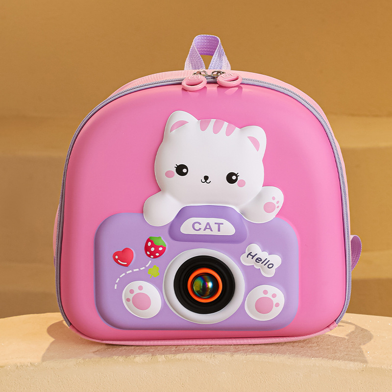 2025 New Korean version children's hard-shell flashing light backpack, boys' and girls' kindergarten schoolbag, cute cartoon small backpack full figure