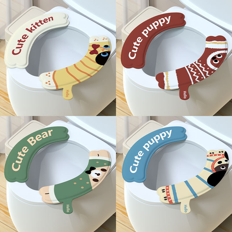 New type of toilet seat cover, all-season compatible waterproof toilet seat sticker, thickened EVA toilet seat cover, cartoon adhesive type toilet seat cover sticker Specification drawing