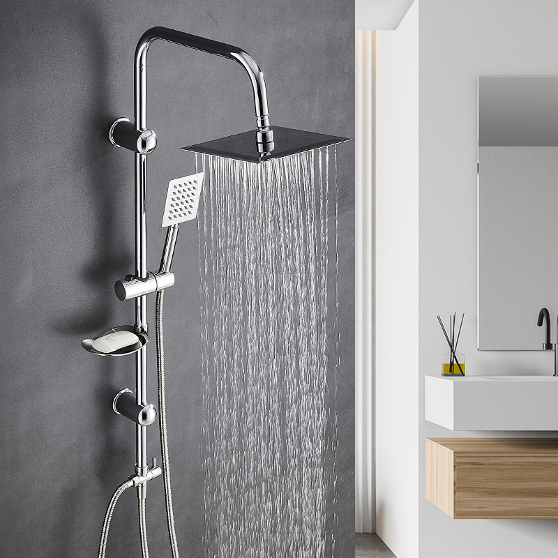 Cross-border simple integrated rod stainless steel shower head set with soap box, bathroom bathtub pressurized nozzle Application Scenario