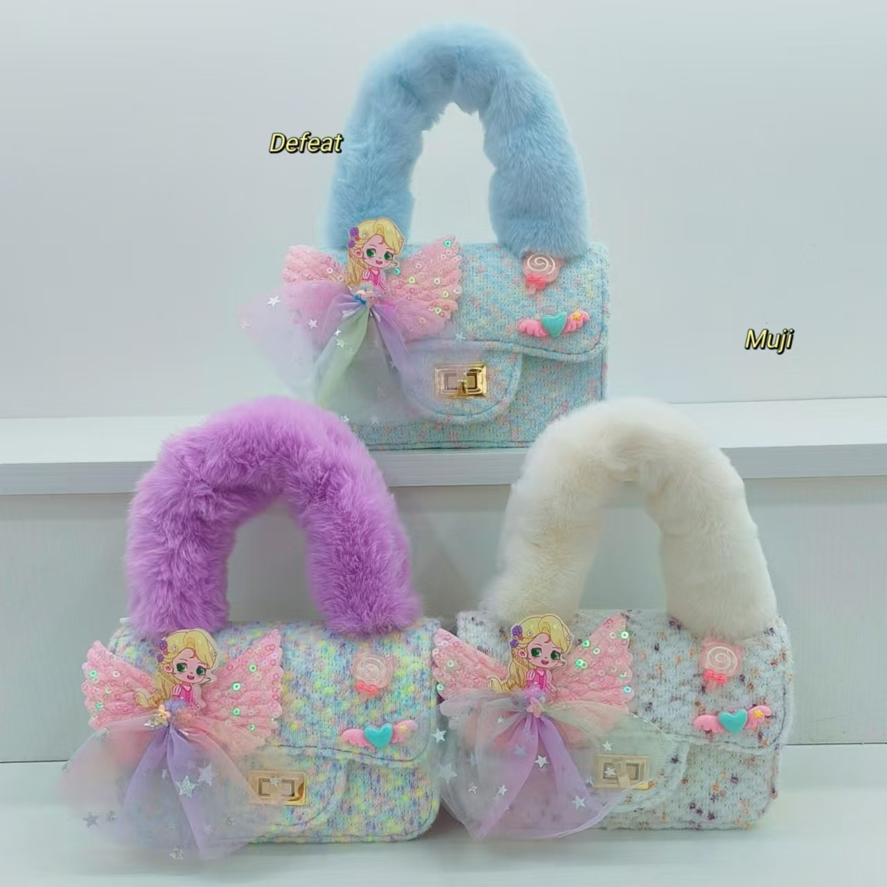 Plush handbag, cute little girl, princess bag, single-shoulder bag, fashionable crossbody bag, small square bag, coin purse, accessory bag Application Scenario