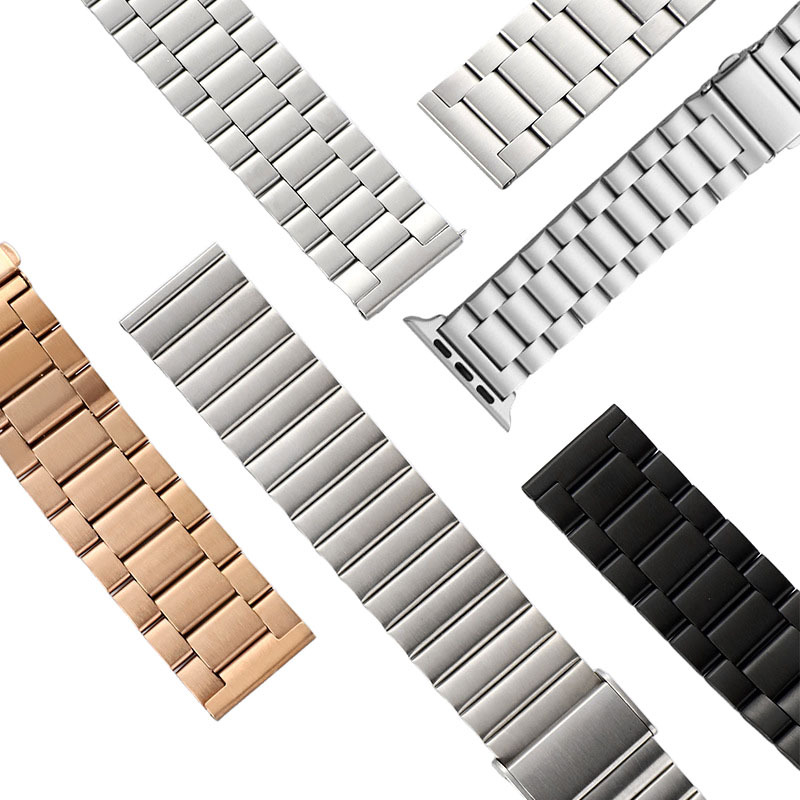 Suitable for Apple iwatch straps, three-bead metal stainless steel straps, Huawei clasp straps, Apple Watch steel straps details Picture