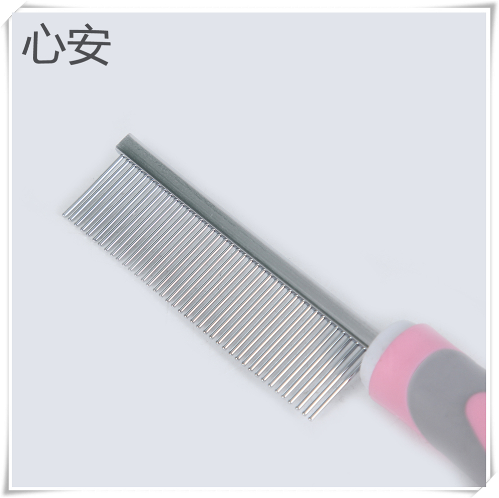 Colorful pet comb, stainless steel single-row comb, dog hair brush, knot-opening comb, anti-knotting cat and dog pet supplies details Picture
