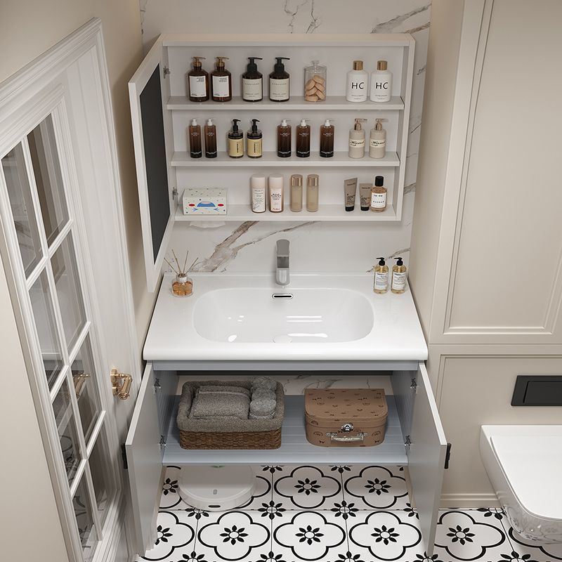 Aluminum alloy bathroom cabinet, ceramic integrated basin, bathroom washbasin cabinet set, washbasin countertop, integrated washbasin details Picture