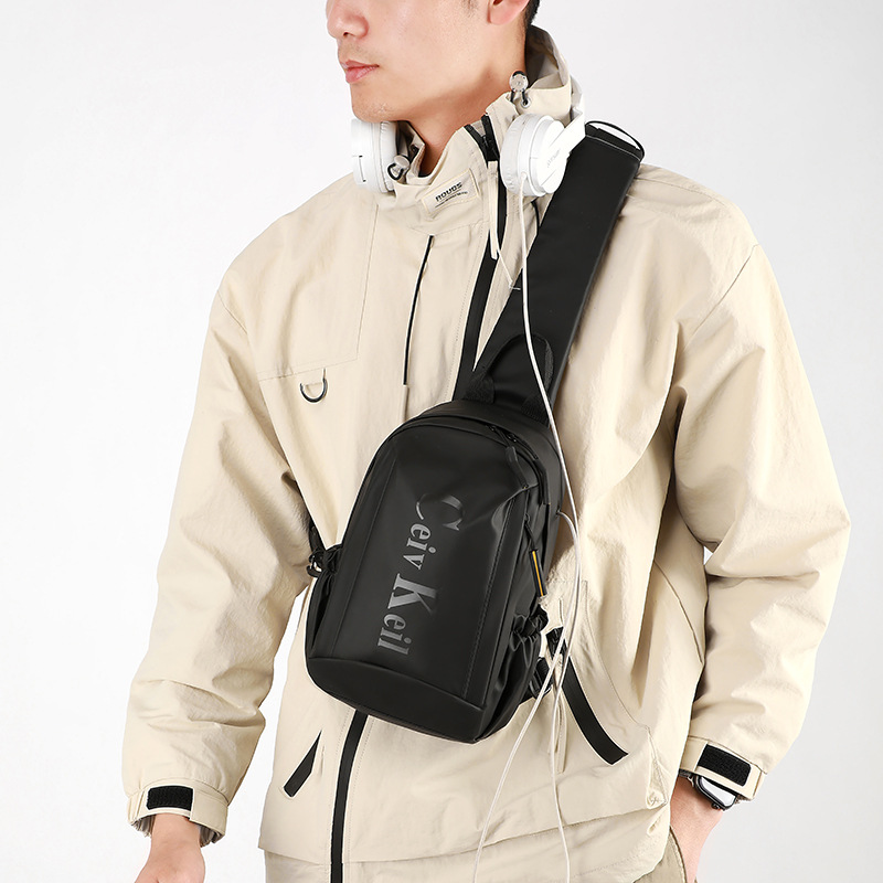 Cross-border waterproof bag, casual and fashionable crossbody bag, men's sports chest bag, multi-functional backpack, large-capacity single-shoulder bag Specification drawing