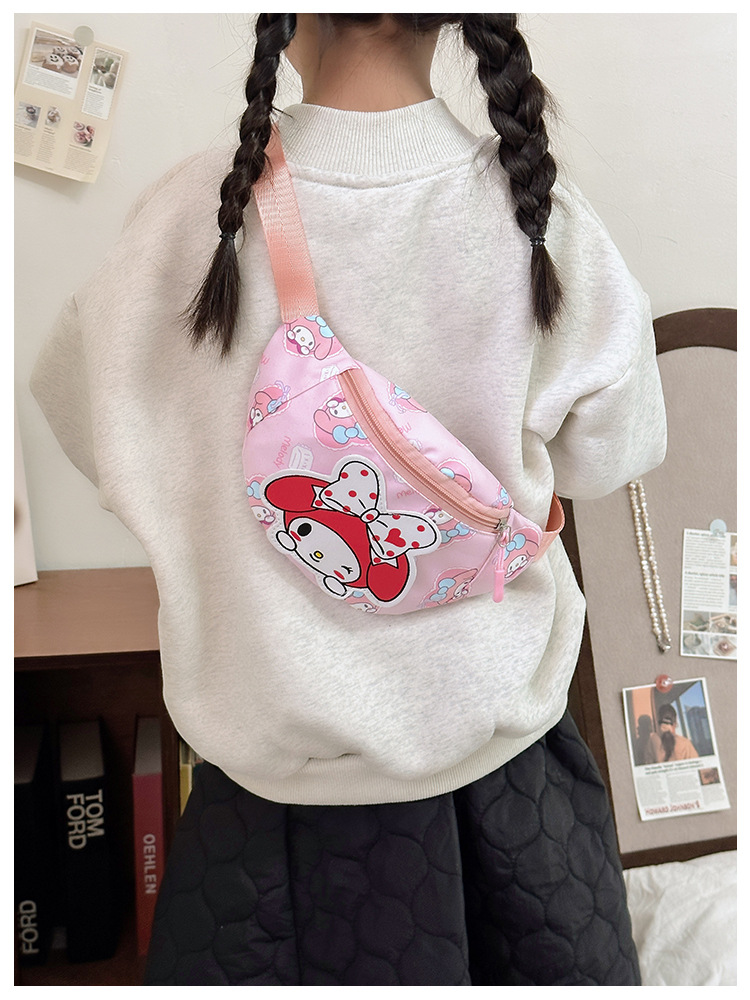 Sanrio Kuromi cute cartoon children's single-shoulder bag, crossbody bag, coin purse, candy storage bag Specification drawing