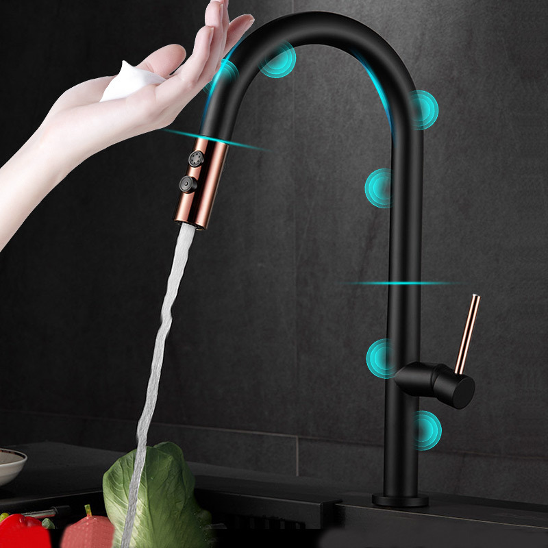 The source factory sensor touch intelligent sensing sink for washing vegetables, hot and cold kitchen, pull and touch touch faucet full figure