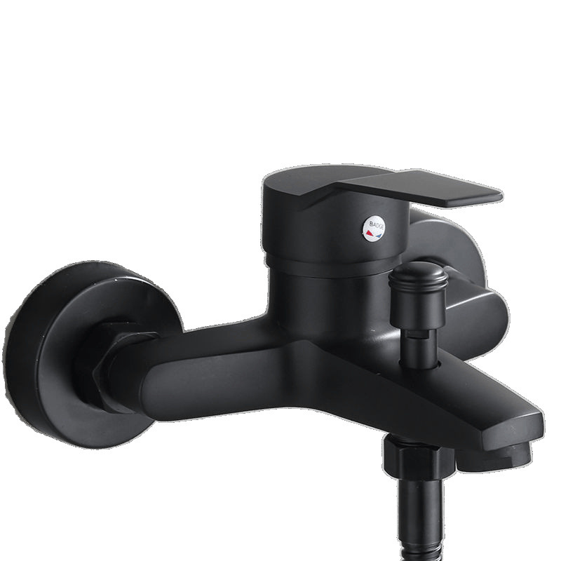 All-copper black shower faucet, bathroom bathtub faucet, cold water heater switch, bathroom three-way mixing valve Item Picture