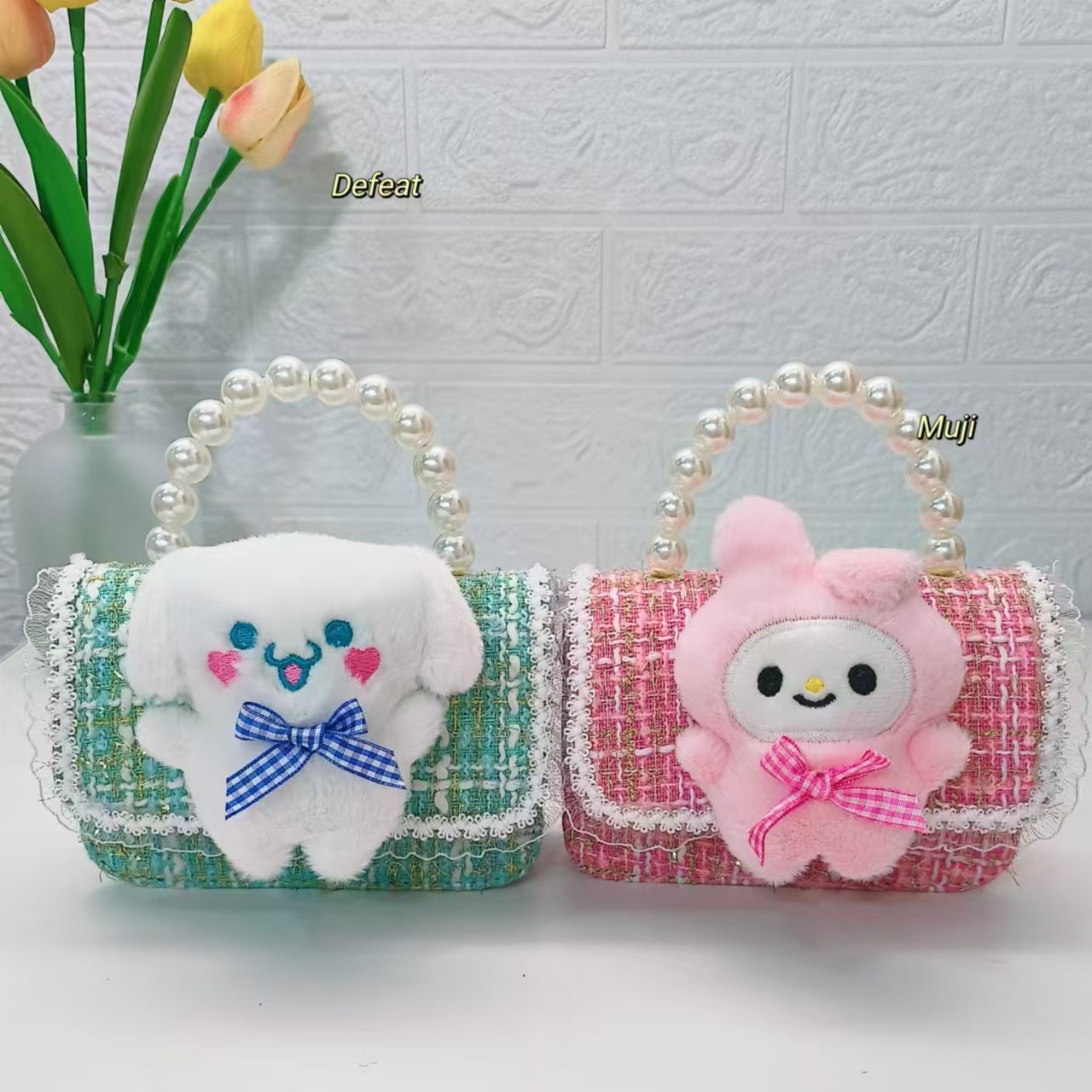Pearl handbag, Melody Kuromi children's bag, chain bag, girls' loose change accessory bag, crossbody bag, small square bag details Picture