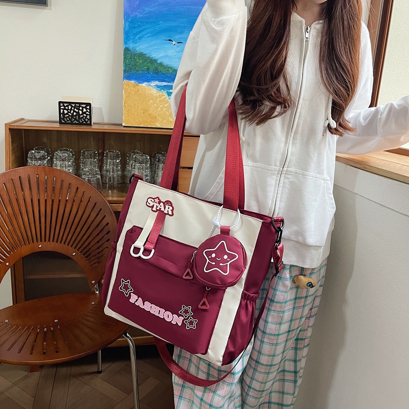 Student single-shoulder bag, Korean version color-blocked letter crossbody bag, hand-held tutorial bag for primary and secondary school students, hanging bag, student bag Specification drawing