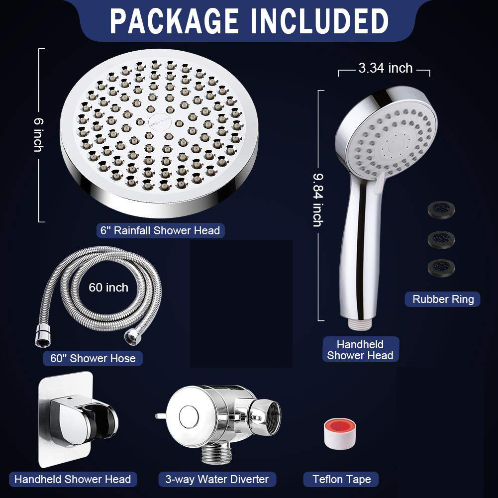 Wholesale of cross-border home and bathroom double shower heads, American-style concealed bracket arm three-way diverter with socket set details Picture