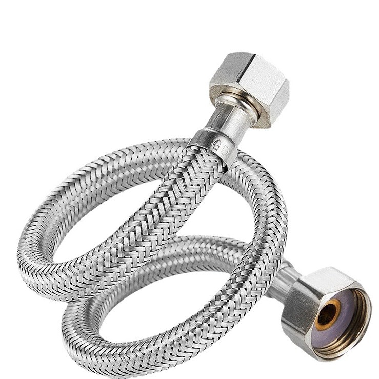 3-point 304 stainless steel braided pipe water inlet hose conversion connection pipe, European standard American inner and outer wire metal stainless steel pipe Item Picture