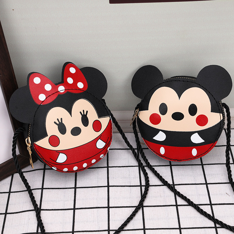 2024 New Children's bag, cute cartoon color contrast, unisex PU single-shoulder crossbody accessory, coin purse and schoolbag full figure