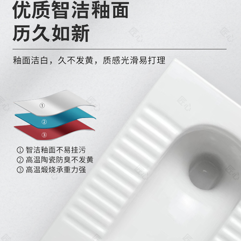 Household ceramic bathroom, squat toilet, integrated squat toilet with curved ceramic squat toilet, squat toilet bowl, squat toilet details Picture