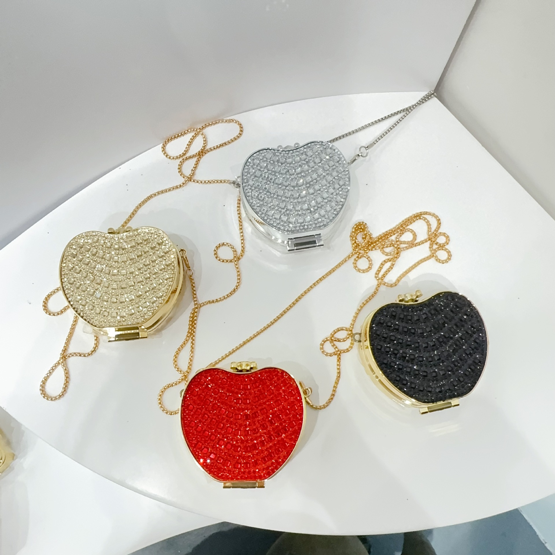 2025 New cross-border bestsellers mini bags, Apple bags, foreign trade small bags, acrylic bags, dinner bags, diamond-encrusted red envelopes details Picture