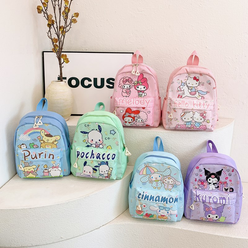 Wholesale of new cross-border kindergarten schoolbags for boys and girls, cartoon Kuromi casual backpacks for children aged 2 to 6 full figure