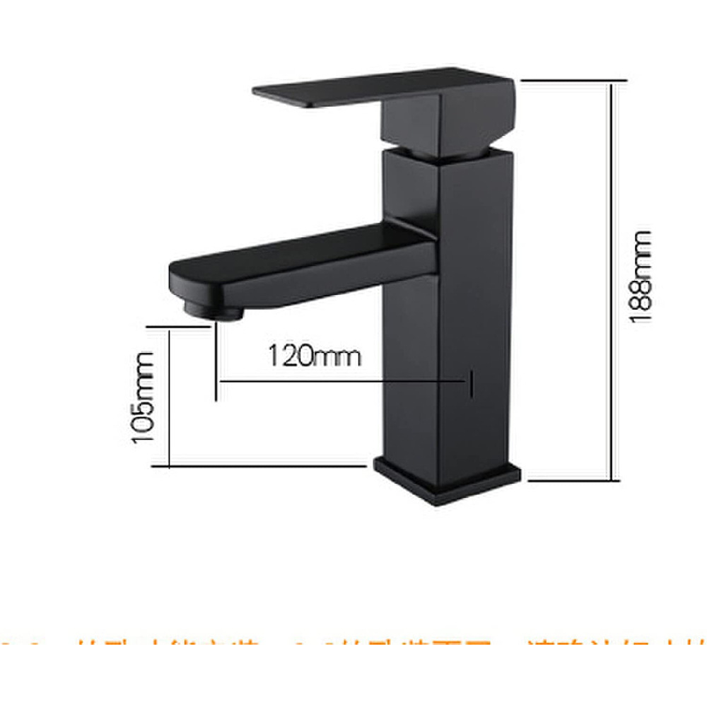 Stainless steel washbasin, hot and cold water faucet, black lacquered square countertop basin, washbasin and mixed faucet manufacturer wholesale Item Picture
