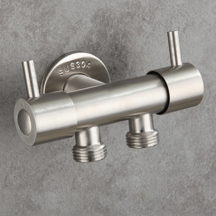 304 stainless steel, one inlet and two outlets, double handle, double control, single cold spray gun faucet, quick-boiling faucet for washing machine details Picture