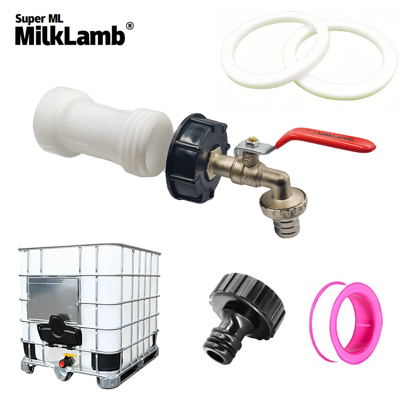 Cross-border exclusive 110mm extended pipe iBC ton drum adapter cover 3/4x1 zinc alloy faucet [Red] full figure