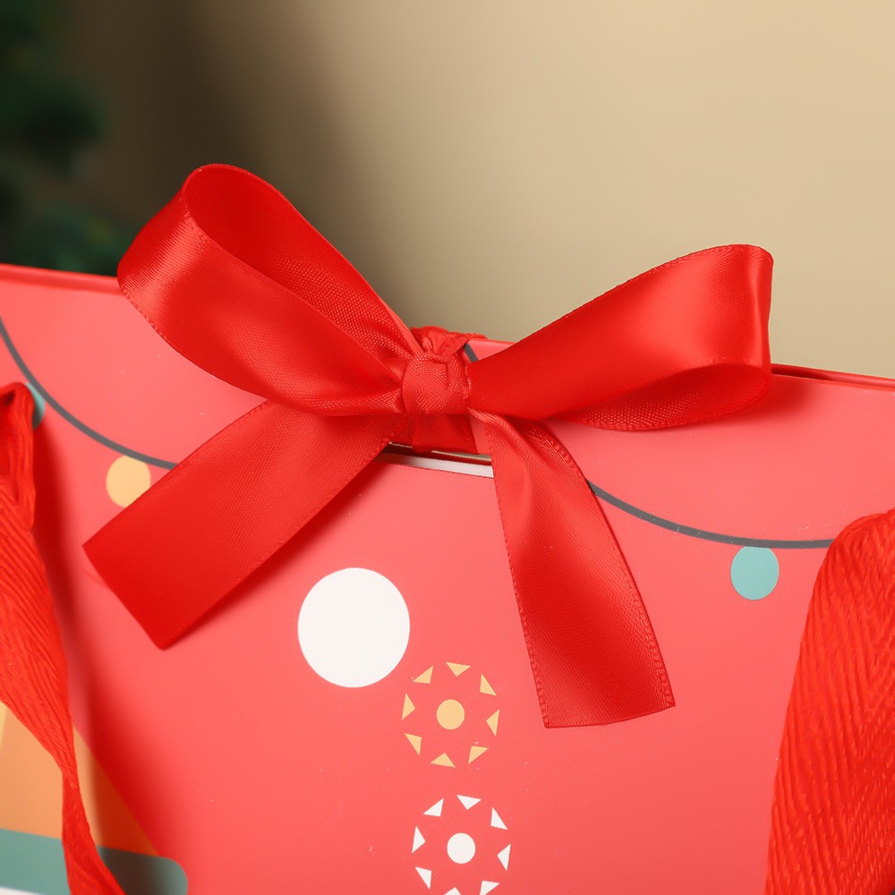 Wholesale of large Christmas hand-held gift bags with bow seal bags, creative candy packaging bags for Christmas Eve gifts Specification drawing