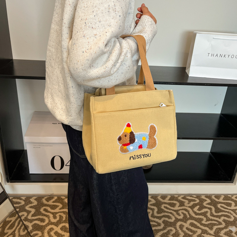 New canvas high-appearancy-level handbag, canvas bag, women's commuter, office worker, student lunch box, mom's work lunch box full figure