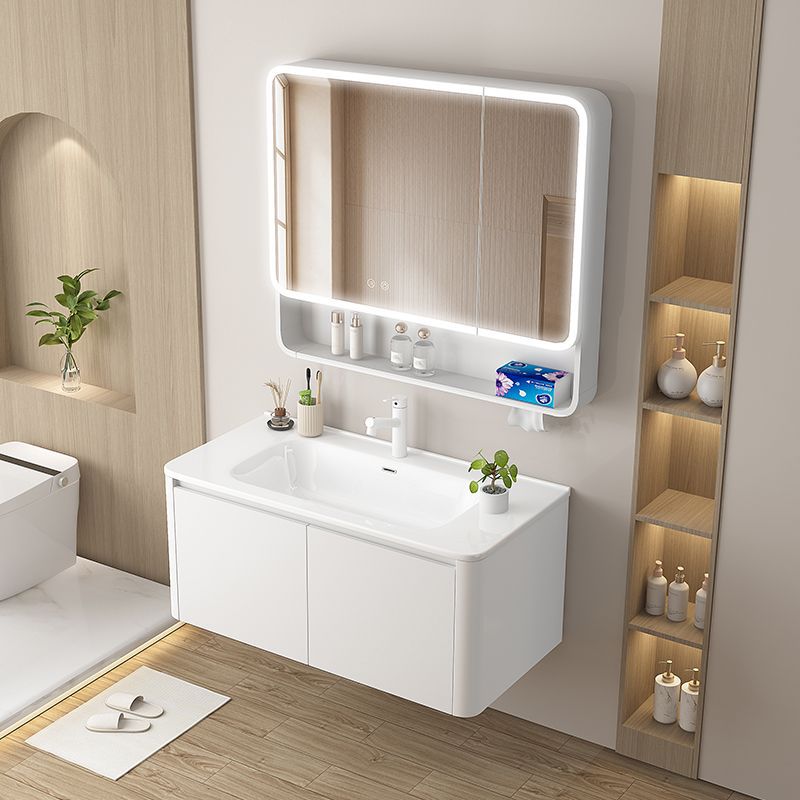 Arc-shaped honeycomb aluminum thickened space aluminum bathroom cabinet, ceramic integrated basin, washbasin, countertop, integrated face and washbasin Application Scenario