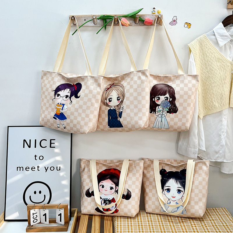 Wholesale of 2023 new style canvas bags for women, hand-held shoulder bags, shopping bags, large-capacity student tutorial bags, and canvas bags