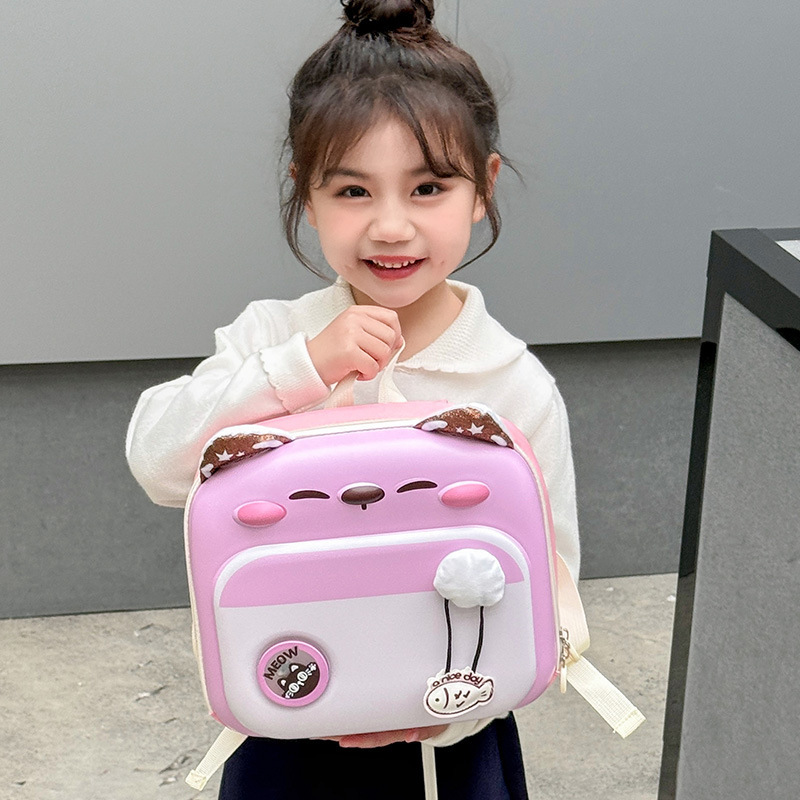 Children's hard-shell schoolbags, cartoon cat eggshell backpacks for kindergarten kids, and backpacks for boys and girls in small and medium-sized classes details Picture