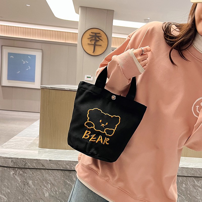 New canvas bags, female student makeup bags, snack bags for going out, portable lunch bags for work, and female handbags Specification drawing
