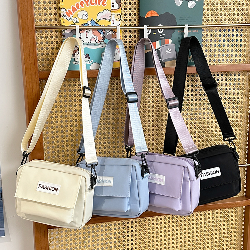 Cross-border canvas bags, couple single-shoulder bags, sturdy and durable small square bags, simple and elegant texture, student bags, women's crossbody bags full figure