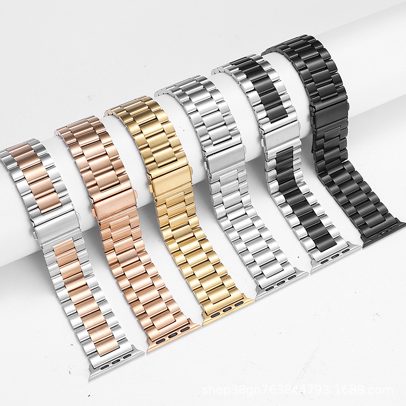 Suitable for Apple App, ewatch watch strap, three-bead 304 stainless steel metal, Huawei and Samsung watch accessories details Picture