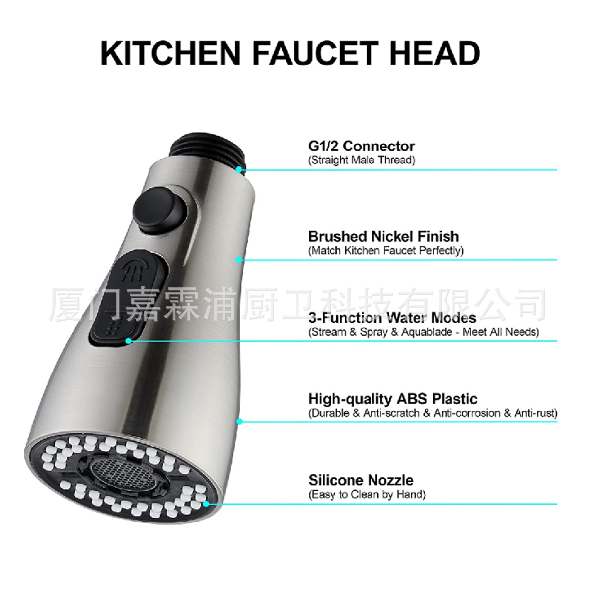 Cross-border kitchen sink, three-function, double-blade water, mesh water, small waist, pull-out faucet, shower head Item Picture