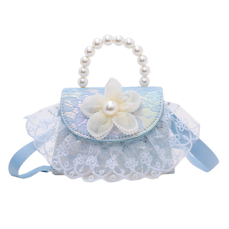 Fashionable girl pearl hand-held princess bag, cute children's bag, crossbody bag, texture casual change accessory bag Item Picture