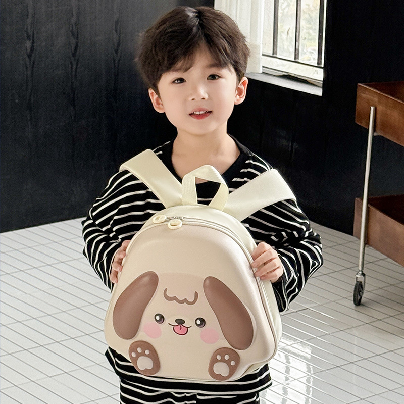 New cartoon and cute puppy backpacks for kindergarten babies, eggshell backpacks for boys and girls, and children's backpacks with lights Specification drawing