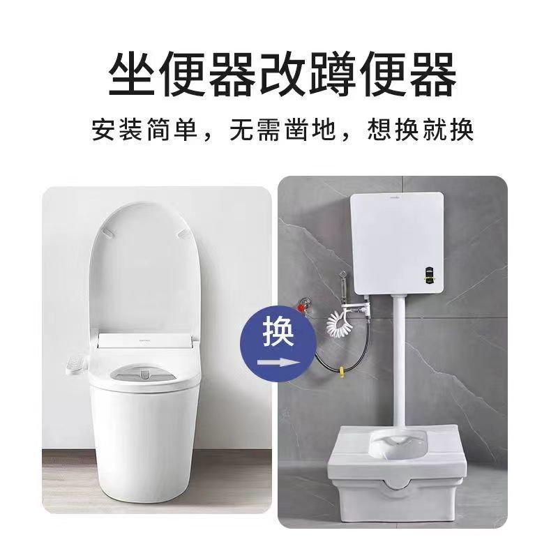 Household ceramic squat toilet, no need to dig a pit or build a platform, anti-odor squat toilet, converted to squat toilet, flush water tank, complete set of squat toilet Application Scenario