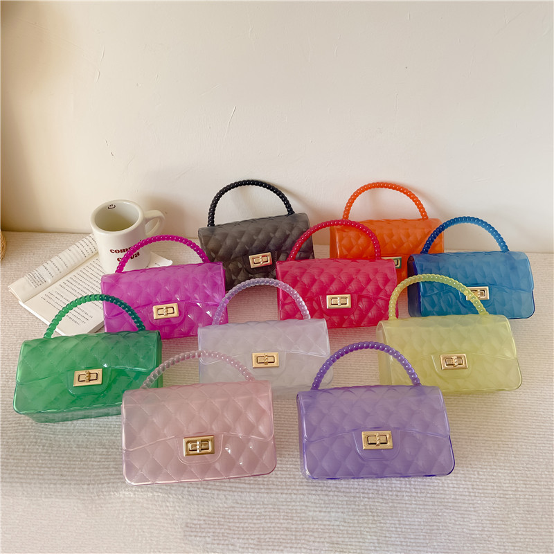 New Spring/Summer 2025 Korean-style trendy and fashionable small chanel-style bag, versatile diamond-shaped chain transparent jelly bag crossbody bag full figure