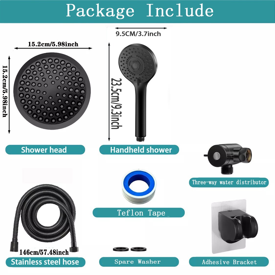 Cross-border foreign trade concealed installation simple set bathroom shower head, water distributor, hose bracket, three-way shower head Application Scenario