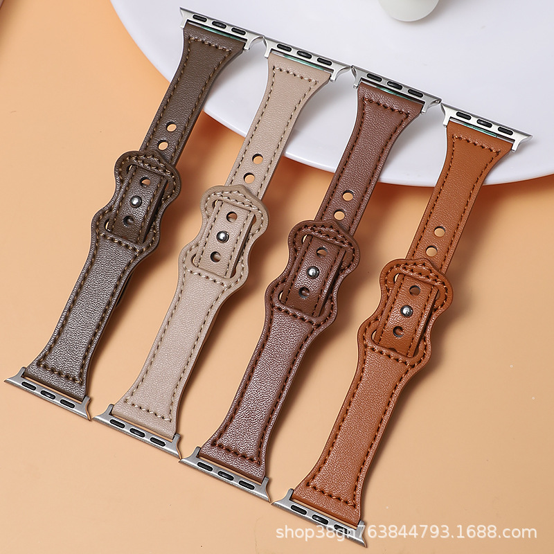 Compatible with apple iWatch 78-inch Small Waist leather strap 6SE543 thin strap cross-border model Application Scenario