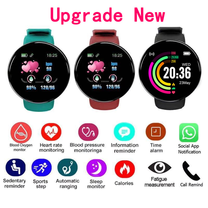 The D18 smart bracelet features a Bluetooth color screen for sports, step counting, blood pressure monitoring, sleep monitoring, heart rate monitoring, and is suitable for outdoor and cross-border activities full figure
