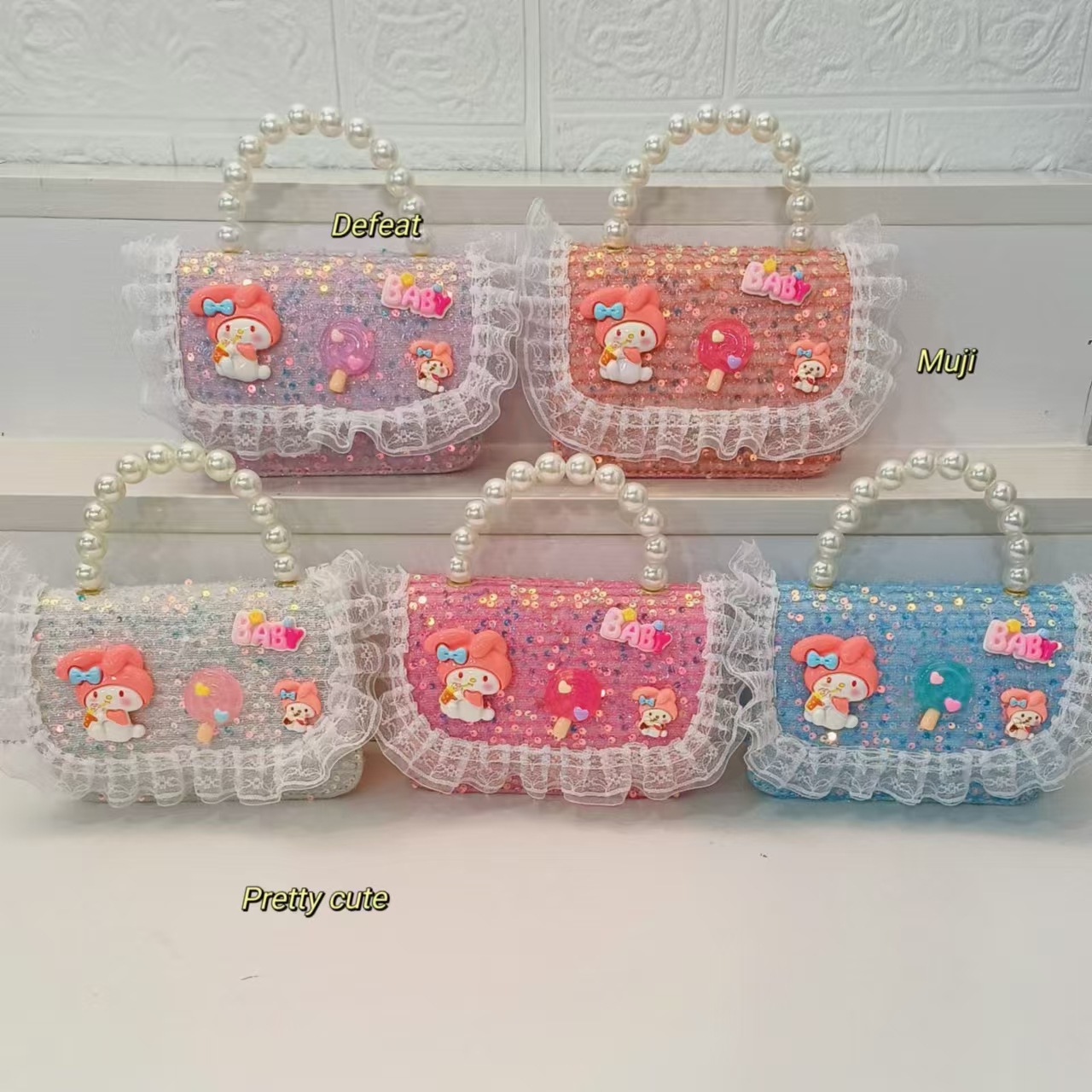 Pearl handbag, Melody cartoon bag, single-shoulder crossbody bag, children's bag, loose change accessory bag, chain bag, small square bag full figure