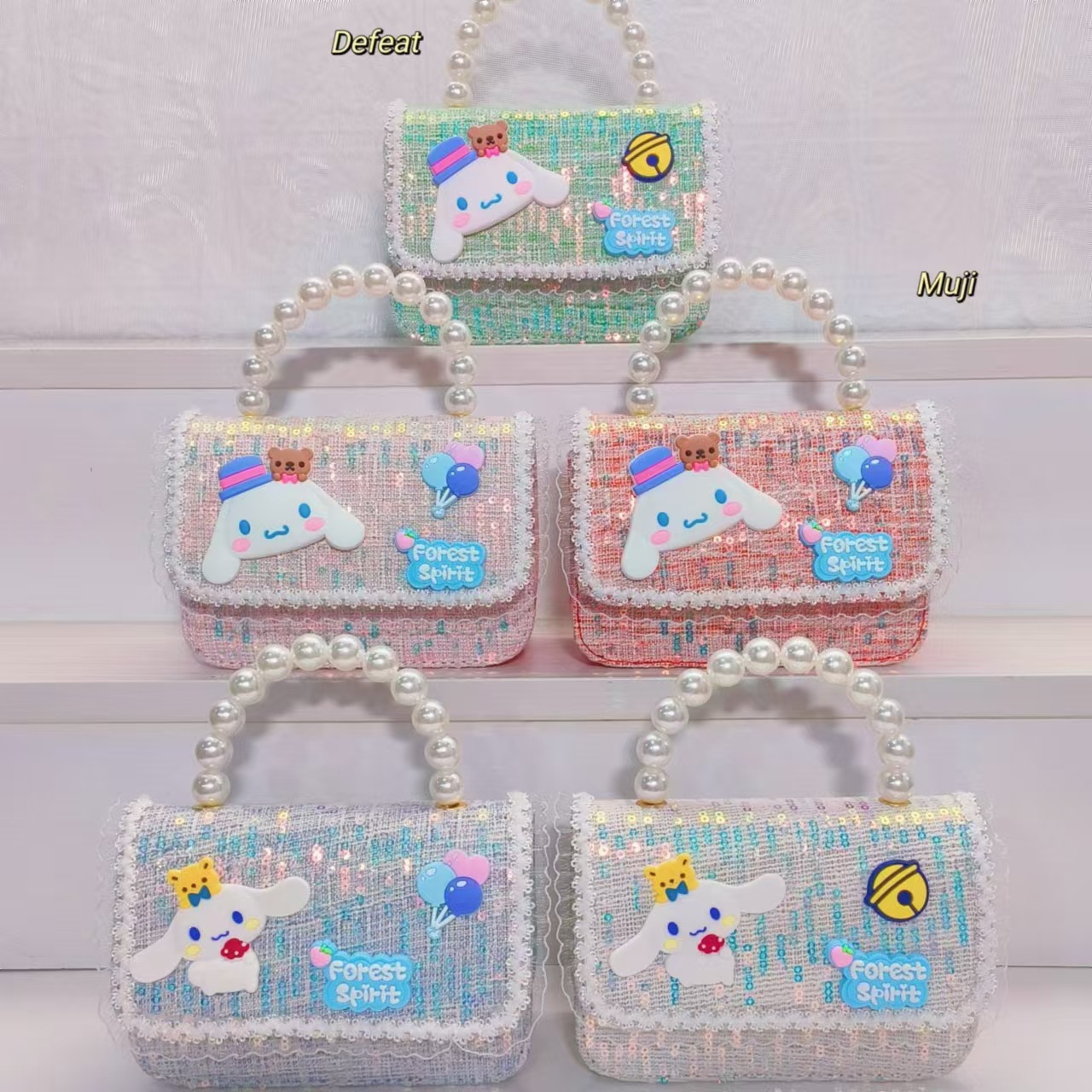 Pearl handbag, single-shoulder crossbody bag, loose change accessory bag, cinnamon dog small square bag, chain children's bag, lucky money bag details Picture