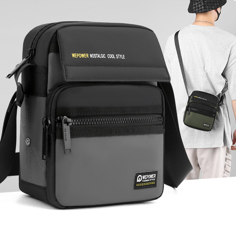 Wholesale of new men's single-shoulder bags, outdoor casual crossbody bags, sports travel backpacks, water-resistant nylon fabric men's bags full figure