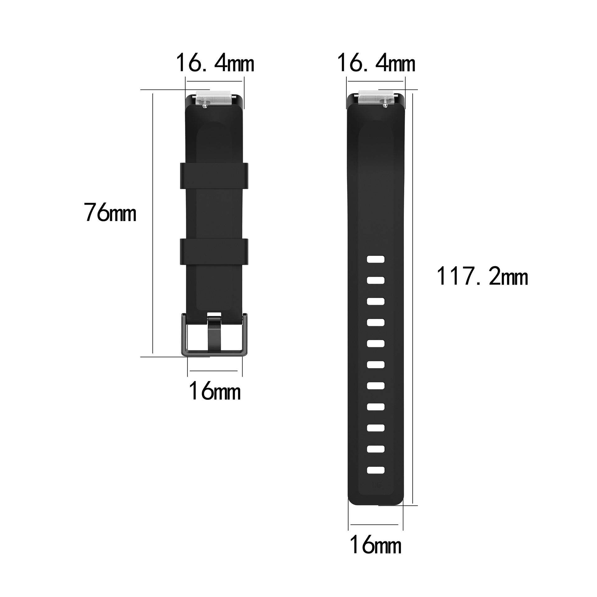 fitbit inspire rubber strap, inspire HR/ACE2 smooth strap upgrade, easy to disassemble and assemble version Specification drawing