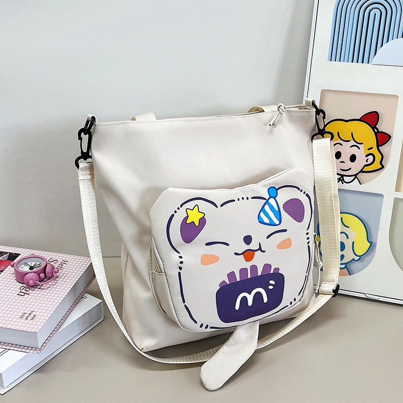 Large-capacity women's bag, tote bag, 2024 new style single-shoulder bag, Korean cartoon sweet crossbody bag, tutorial bag, cross-border details Picture