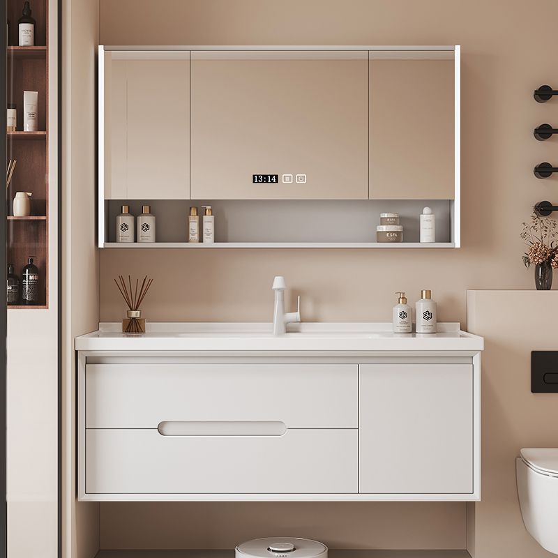 Cream ceramic one-piece French smart bathroom cabinet combination bathroom simple washbasin washbasin oak Item Picture