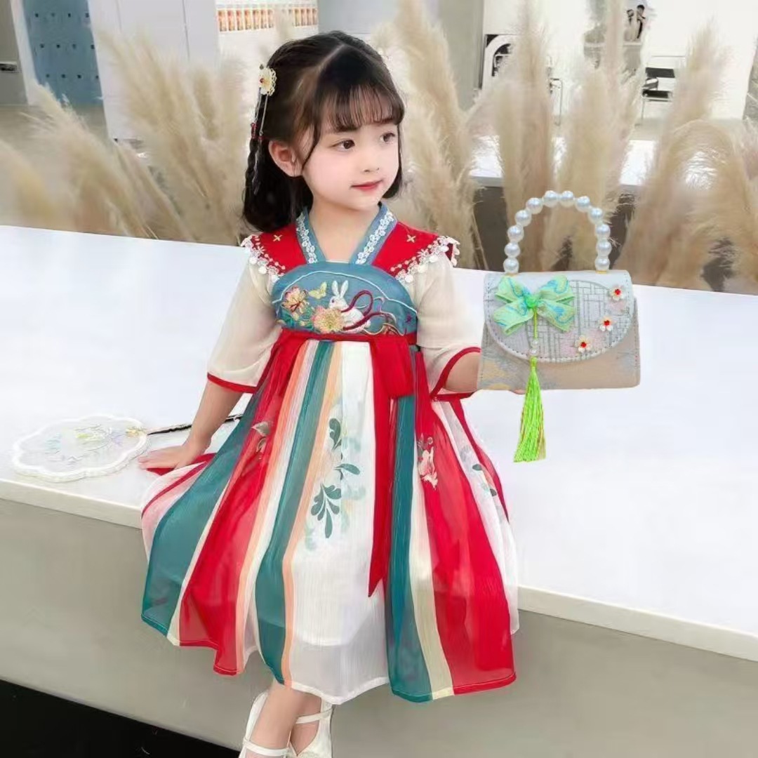 Children's bag, Chinese-style bow, tassel, girls' Hanfu accessories crossbody bag, princess pearl hand-held storage coin purse Specification drawing
