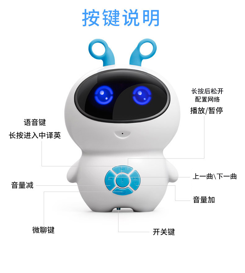Little White Super Baby, Little Hu Ba, God of War, Little White Little Superman, intelligent companion, early education story learning robot Specification drawing