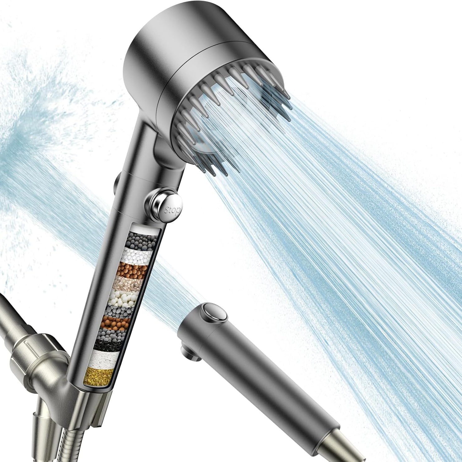 Cross-border wearing shower head, powerful pressurized bathroom shower head, spray, hand-held hand-filtered showerhead Item Picture