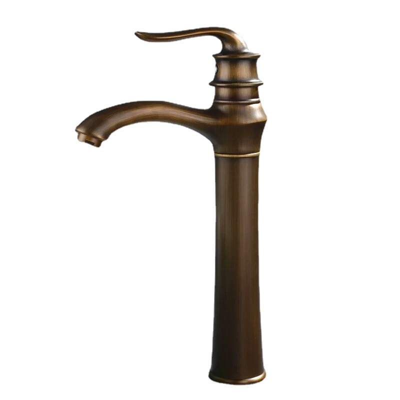 All-copper antique washbasin faucet, bathroom countertop basin, underside basin, cold and hot water faucet, washbasin faucet Item Picture