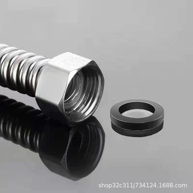 Black rubber gasket, 4-point and 6-point gasket, corrugated pipe, shower hose, water inlet pipe sealing ring, silicone waterproof rubber ring details Picture